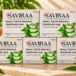 SAVIRAA Neem, Tulsi & Aloevera Handmade Soap – Pack of 5 (500g)