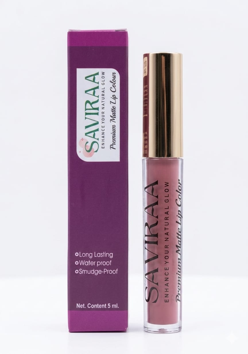 SAVIRAA Premium Matte Lip Color – Pink Nude, Long Lasting & Smudge-Proof, 5ml