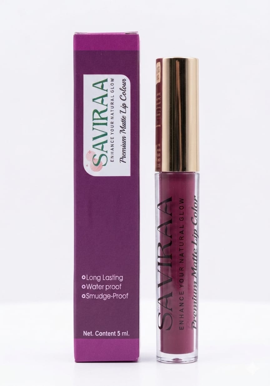 SAVIRAA Premium Matte Lip Color – Deep Berry, Long Lasting & Smudge-Proof, 5ml