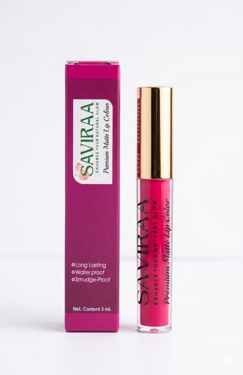SAVIRAA Premium Matte Lip Color – Hot Pink, Long Lasting & Smudge-Proof, 5ml