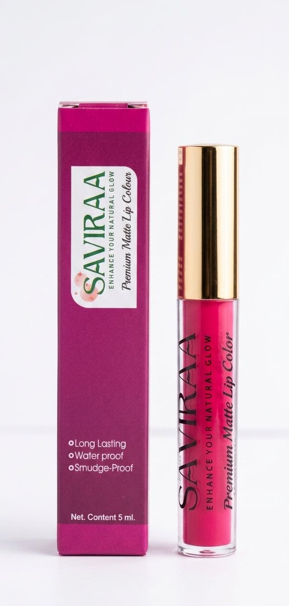 SAVIRAA Premium Matte Lip Color – Bright Pink, Long Lasting & Smudge-Proof, 5ml