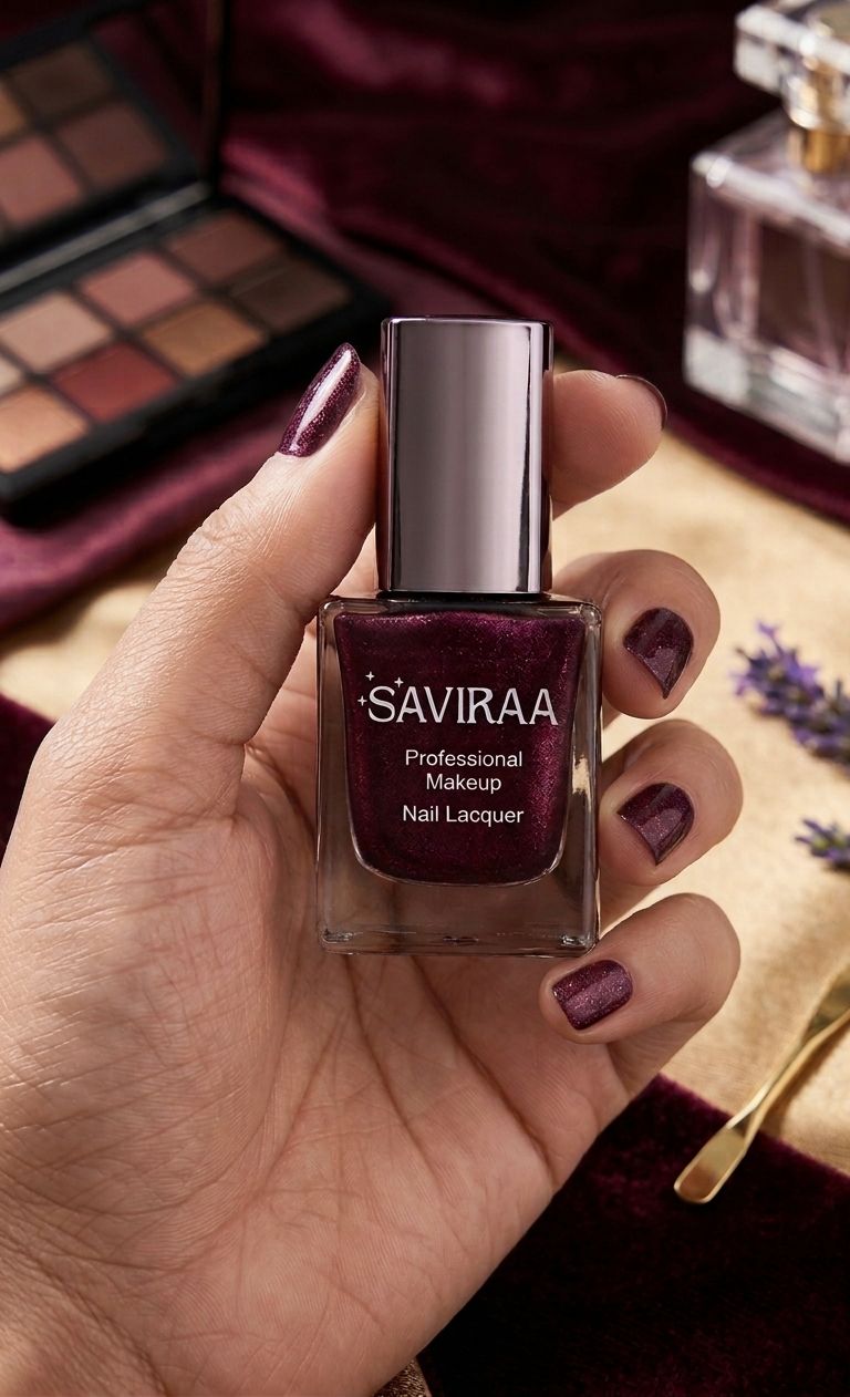 SAVIRAA Professional Makeup Nail Lacquer – Deep Burgundy Shimmer